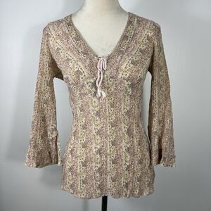 Ralph Lauren Polo Jeans Co Babydoll Top Medium Silk Blend Fairy Cottage 90s Y2K